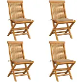 vidaXL Tuinstoelen 4 st met beige kussens massief teakhout