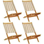 vidaXL Tuinstoelen 4 st inklapbaar massief acaciahout beige