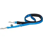 AnnyX 2 voudig verstelbare hondenlijn hondenriem middel-BOLT-zwart-blauw 175cm voor kleine honden-korte wandellijn