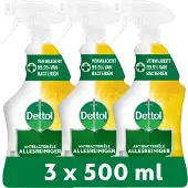 Dettol - 3 Allesreiniger Sprays - Antibacterieel - 3x Sprankelende Citroen - 3x500 ml - Voordeelverpakking