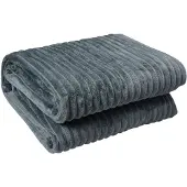 Clayre & Eef Plaid 180x200 cm Grijs Polyester Deken Grijs Deken