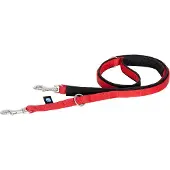 AnnyX 2 voudig verstelbare hondenlijn hondenriem middel-BOLT-zwart-rood 175cm voor kleine honden-korte wandellijn