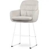 Nolon Nino-Mia Barkruk Beige - met Armleuning - Wit Onderstel - 65 cm - Kookeiland - Barkruk met Rugleuning