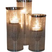 Mars & More *windlicht cilinder zilver visgraat breed large 35cm*