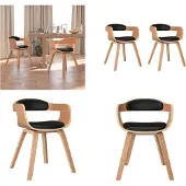 vidaXL Eetkamerstoelen 2 st gebogen hout en kunstleer zwart