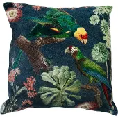 Mars & More kussen fluweel charming papegaaien groen blauw 45x45cm*