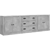vidaXL Dressoirs 3 st bewerkt hout betongrijs
