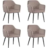 Bronx71 Velvet eetkamerstoel Fiona taupe - Eetkamerstoelen set van 4.