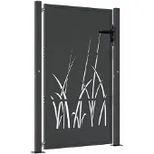 vidaXL Poort 100x125 cm met grasontwerp staal antracietkleurig