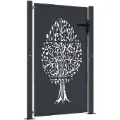 vidaXL Poort 100x150 cm met boomontwerp staal antracietkleurig