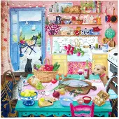 Eeboo Piece & Love: Roze Keuken - Puzzel van 1000 stukjes - Vierkante legpuzzel voor volwassenen 23x23 Inclusief afbeeldingreferentie-inzetstuk G