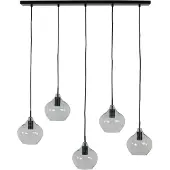 Light & Living Hanglamp 5L 104x20x120 cm RAKEL mat zwart+helder