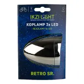 Ikzi Light Ikzilight Retro koplamp - 3x LED - chroom - standlicht - waterdicht - zicht tot 800m