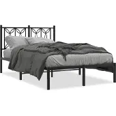 vidaXL Bedframe met hoofdbord metaal zwart 120x190 cm