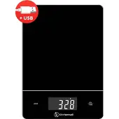 Kitchenwell Digitale Precisie Keukenweegschaal – Weegschaal Keuken - 1gr - 15kg – Tarra Functie - USB Oplaadbaar - Zwart