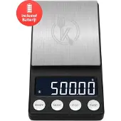 Kitchenwell digitale mini precisie keukenweegschaal - 0,01 tot 500 gram - 14.2 x 7.5 cm - pocket scale op batterij - weegschaal keuken