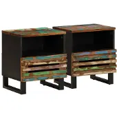 vidaXL Nachtkastjes 2 st 40x34x46 cm massief gerecycled hout