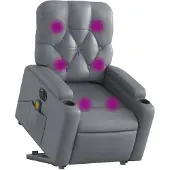 vidaXL Sta-op-massagestoel elektrisch kunstleer grijs
