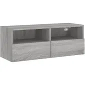DKD Home Decor Tv-wandmeubel 80x30x30 cm bewerkt hout grijs sonoma eikenkleur