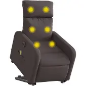 vidaXL Sta-op-massagestoel elektrisch verstelbaar stof donkerbruin