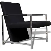 vidaXL Fauteuil met chromen poten kunstleer zwart