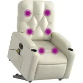 vidaXL Sta-op-massagestoel elektrisch kunstleer crèmekleurig