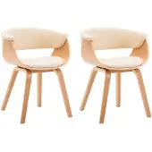 vidaXL Eetkamerstoelen 2 st gebogen hout en kunstleer crèmekleurig