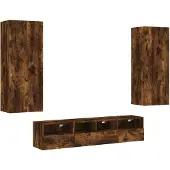 vidaXL 5-delige Tv-wandmeubelset bewerkt hout gerookt eikenkleurig