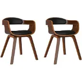 vidaXL Eetkamerstoelen 2 st gebogen hout en kunstleer zwart