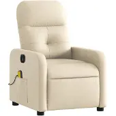 vidaXL Massagestoel elektrisch verstelbaar stof crèmekleurig