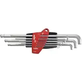Wiha Stiftsleutelset | in ProStar houder | Zeskantkogelkop met kort been | 10-delig | mat verchroomd - 35480