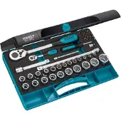 Hazet Dopsleutelset | 953SPC | 47 stuks | 1/4 + 1/2 inch | 5-27 mm | aantal tanden 20/32 | 6-Kant - 4000822783