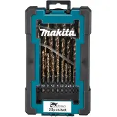 Makita D-67599 Metaal Metaal-spiraalboorset 1 mm, 1.5 mm, 2 mm, 2.5 mm, 3 mm, 3.5 mm, 4 mm, 4.5 mm, 5 mm, 5.5 mm, 6 mm, 6.5 mm, 7 mm, 7.5 mm, 8 mm, 8.5 mm, 9
