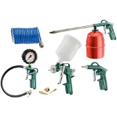 Metabo LPZ 7 Set: Gereedschapset voor perslucht (601586000) bestaande uit: blaaspistool + bandenspanningsmeter + verfspuit + spuitpistool + spiraalslang