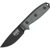 ESEE Model 3 black blade, grey handle 3P-MB-B met schede + clip en MOLLE-back