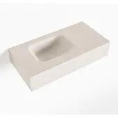 Mondiaz lex linen vrijhangende solid surface wastafel 60 cm. Positie wasbak links