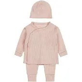 Dirkje overslagshirt + broek + muts roze Set Meisjes Katoen Ronde hals - maat 50