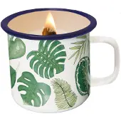 Joyin Sojakaars in emaille groene bladeren beker - 8x8cm - JOYIN