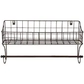 Clayre & Eef Zwarte Handdoekhouder met mand 44*12*25 cm 6Y4305