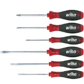 Wiha 302 HK6 01 SATZ 6tlg Schroevendraaierset Werkplaats 6-delig Plat, Kruiskop Phillips, Kruiskop Pozidriv
