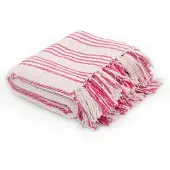 vidaXL Plaid strepen 220x250 cm katoen roze en wit