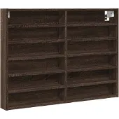 vidaXL Vitrinekast 80x8,5x58 cm bewerkt hout bruin eikenkleurig
