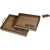 Koop Dienblad Set 2-delig Bistro Bruin bruin Hout Excellent Houseware Dienblad