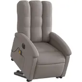 vidaXL Sta-op-massagestoel elektrisch verstelbaar stof taupe