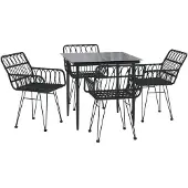 vidaXL 5-delige tuinset, zwart, van polyrotan