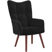 vidaXL Velours Relaxstoel - Zwart, 61,5 x 69 x 95,5 cm