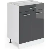 Vicco Keukenonderkast R-Line Antraciet Hoogglans 60 cm met lade, zonder werkblad, Model 29242