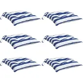 vidaXL Stoelkussens 6 st 50x50x7 cm stof gestreept wit en blauw
