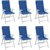 vidaXL Tuinstoelkussens 6 st hoge rug 120x50x3 cm stof koningsblauw