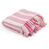 vidaXL Plaid strepen 125x150 cm katoen roze en wit